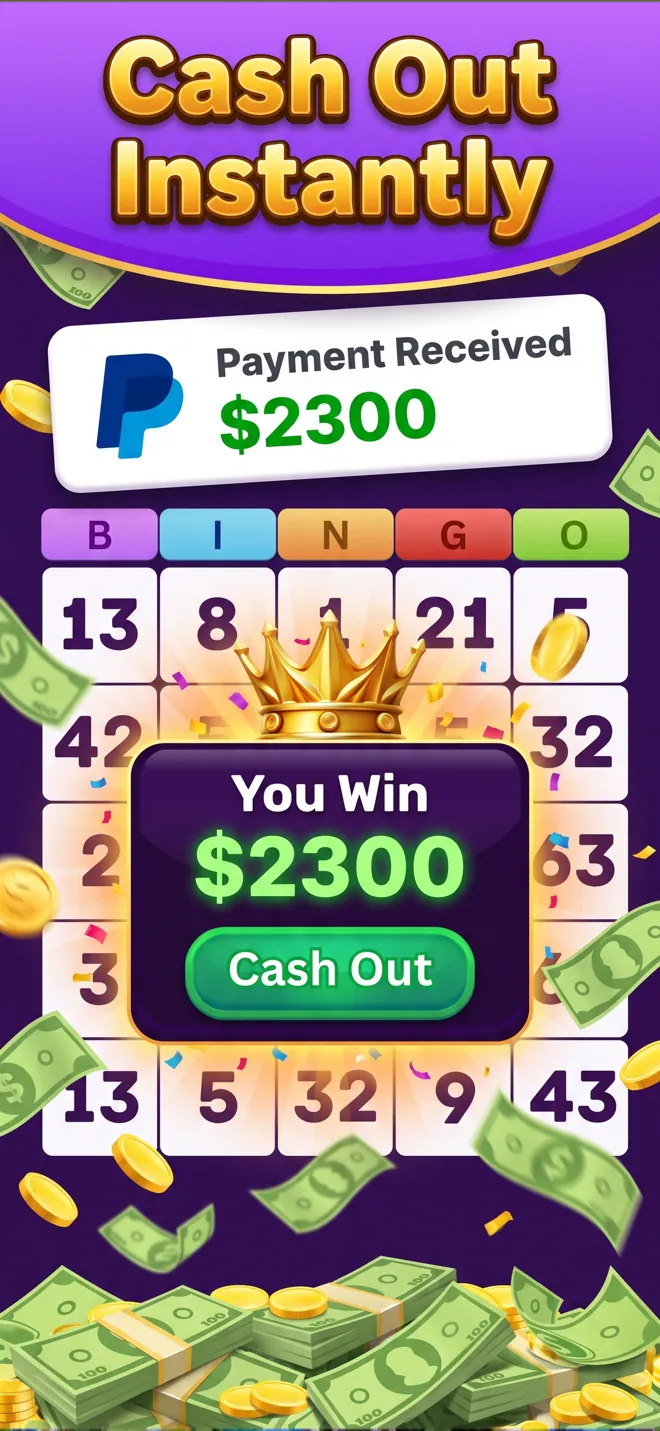 Bingo Prizes win screen with a Cash Out button