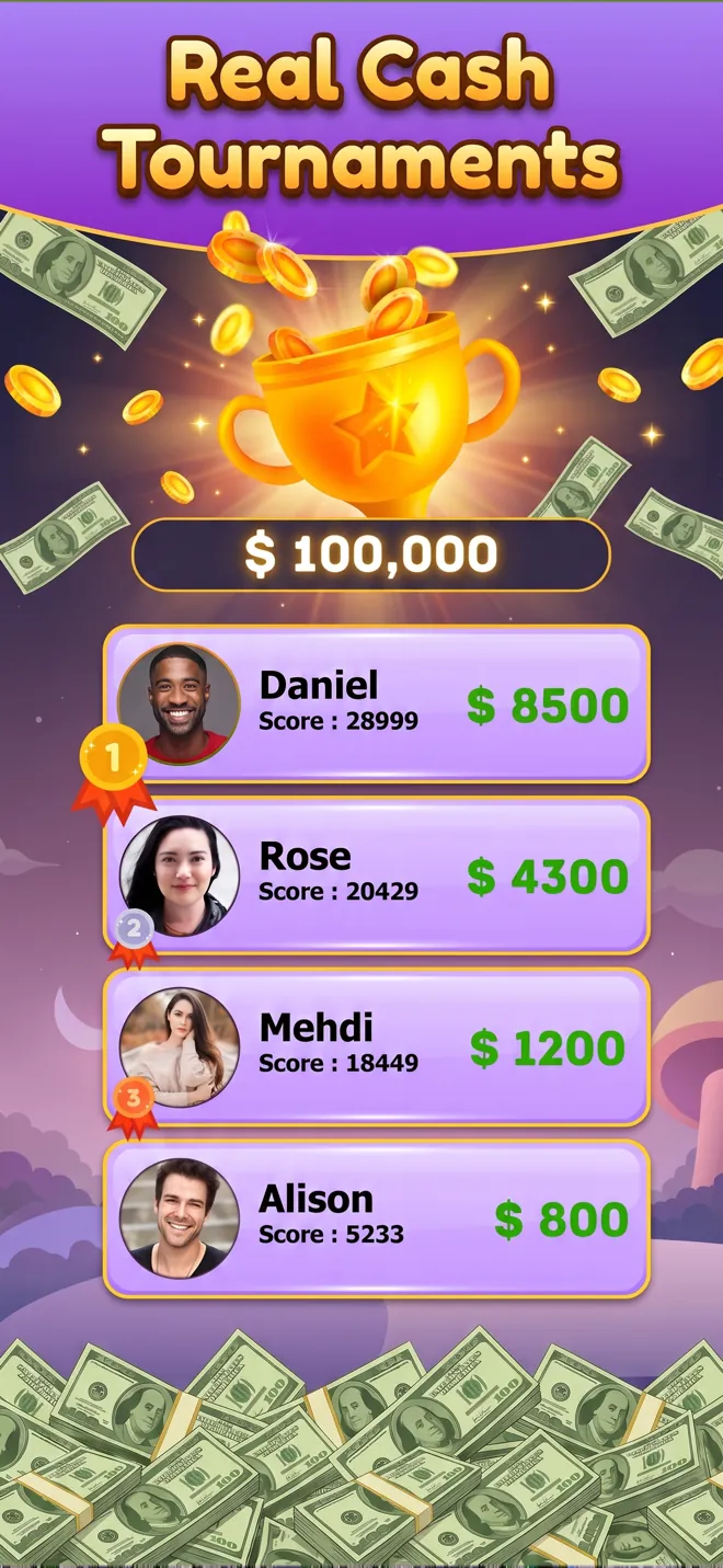 Bingo Prizes cash tournament leaderboard